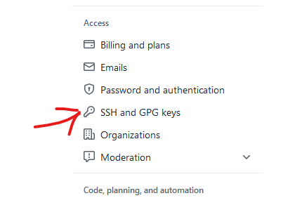 Переходим в раздел настроек GitHub