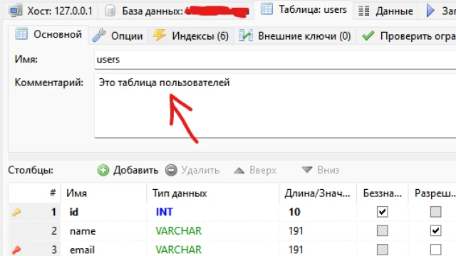 Как добавить комментарий в таблицу Laravel?